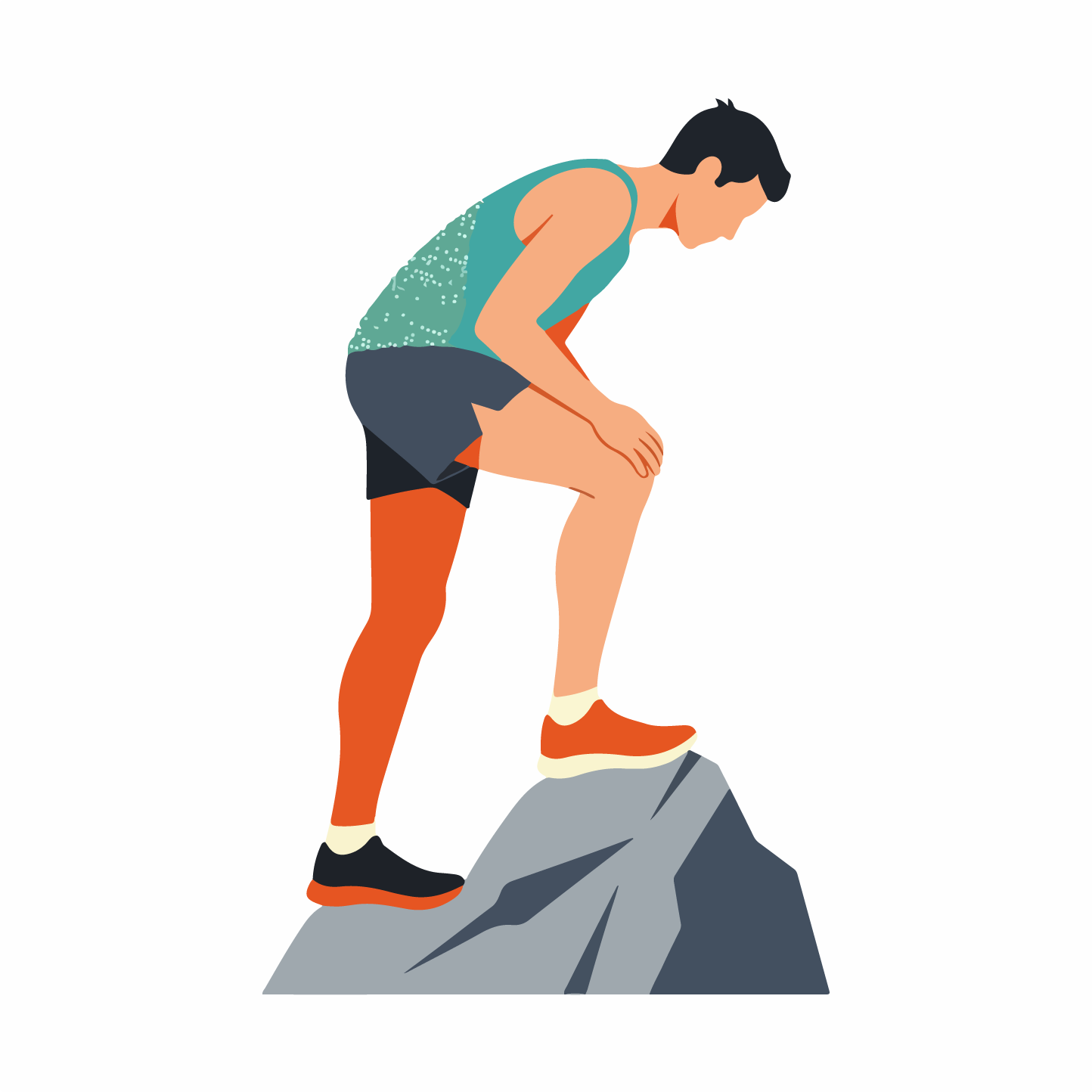 sport man on top of rocks