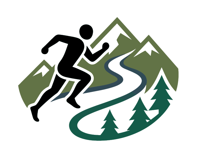 running vector logo with mountains