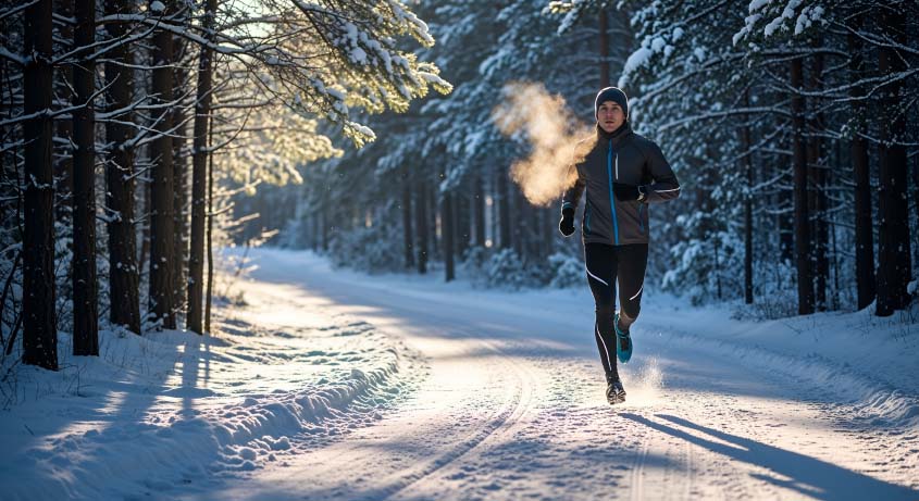 man running in snow